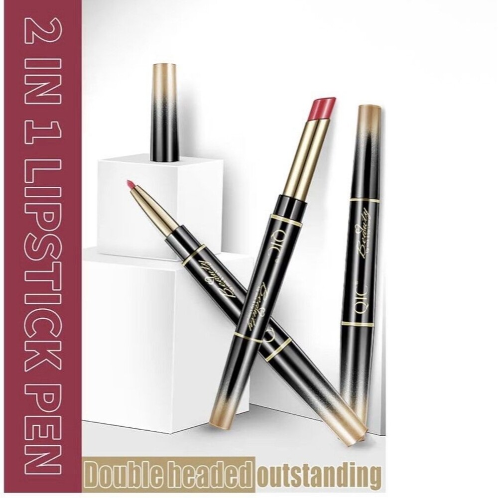 Double Head Lipstick Lipliner 2 In 1 Matte Waterproof QIC Beauty Shade # 1